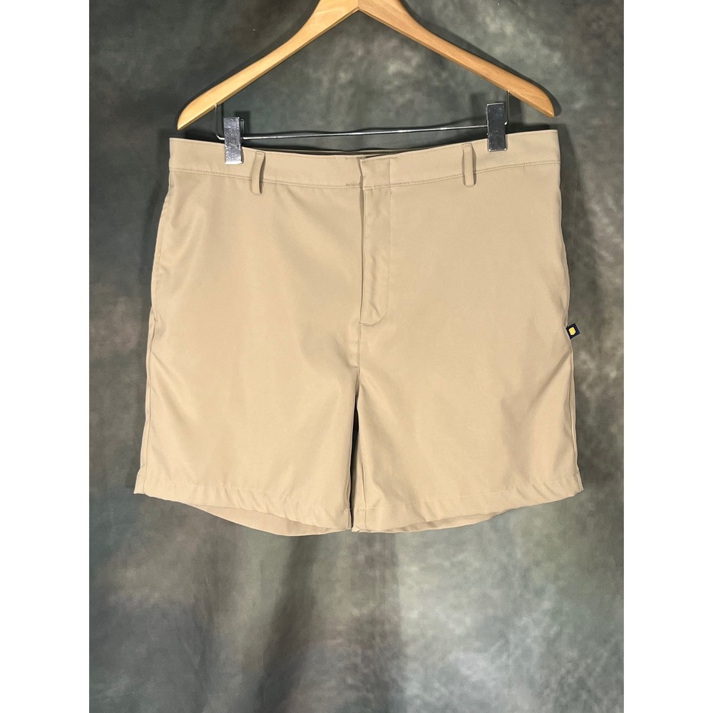 Dennis‎ Mens Performance Khaki Flat Front Shorts Tan Size 36 6" Inseam